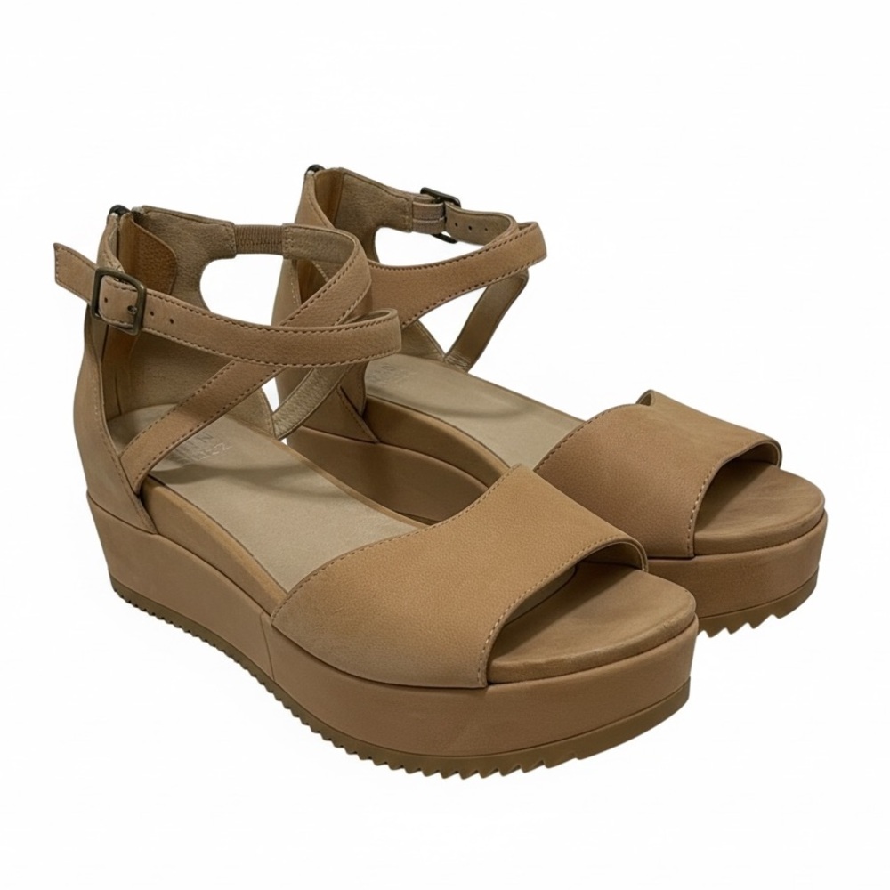 Eileen Fisher Women’s Size 6 US 
Emmy Tumbled Nubuck Wedge beige Sandal